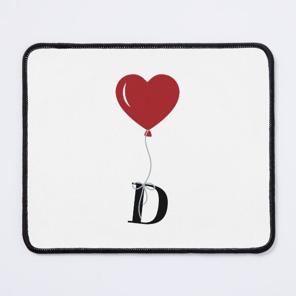 Artikelvorschau, Roter Herzballon mit schwarzem Buchstaben D Valentinstag Monogramm entworfen und verkauft von KateBilous.