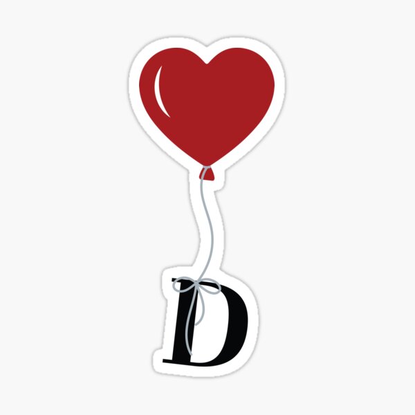 Aperçu de l'œuvre Ballon coeur rouge avec lettre noire D Monogramme de la Saint-Valentin créée et vendue par KateBilous.