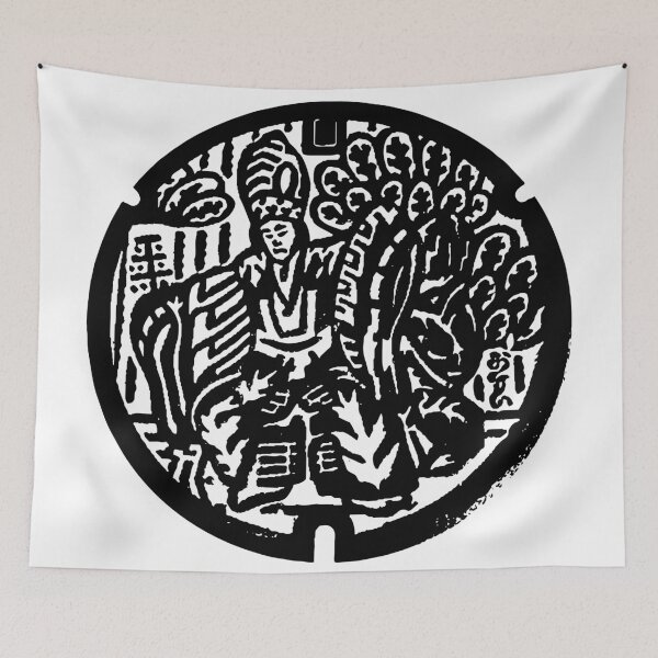 Item preview, Ceremony in Japan depicted on manhole - black designed and sold by mattraski.