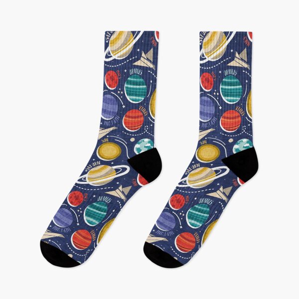 Item preview, Paper space adventure II // navy blue background multicoloured solar system paper cut planets origami paper spaceships and rockets  designed and sold by SelmaCardoso.