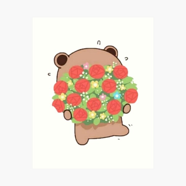 Dudu Gives Bubu Flowers for Valentine's Day Art Print