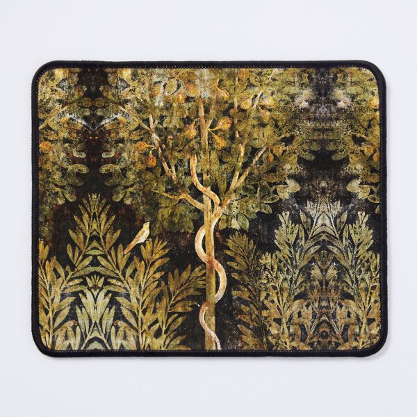 Item preview, ANTIQUE ROMAN  WALL PAINTINGS,SERPENT IN FIG TREE AND BIRD ,BLACK GREEN FLORAL designed and sold by BulganLumini.