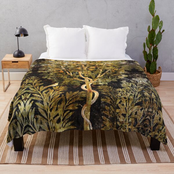 Item preview, ANTIQUE ROMAN  WALL PAINTINGS,SERPENT IN FIG TREE AND BIRD ,BLACK GREEN FLORAL designed and sold by BulganLumini.