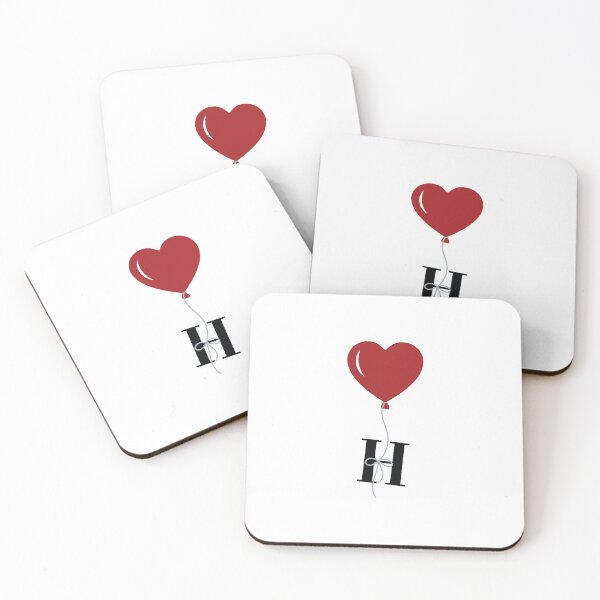 Item preview, Red Heart Balloon with black letter H Valentine's day Monogram designed and sold by KateBilous.