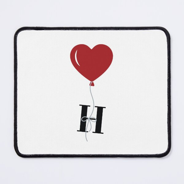 Item preview, Red Heart Balloon with black letter H Valentine's day Monogram designed and sold by KateBilous.