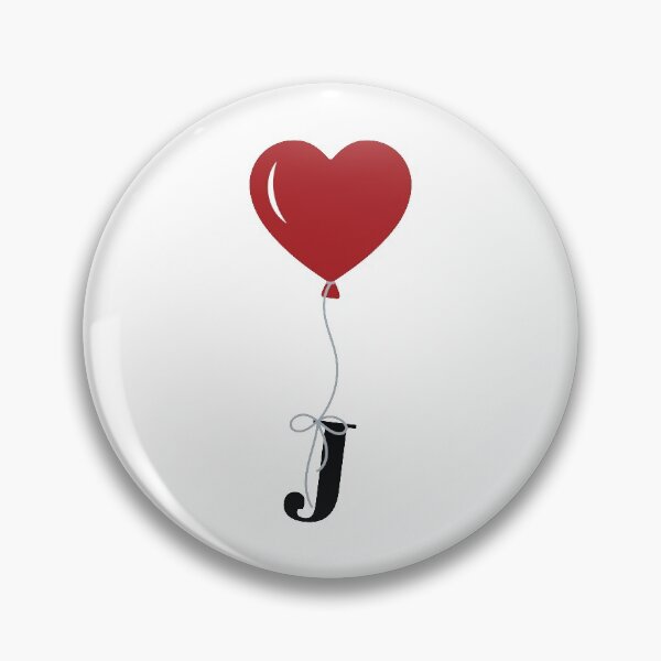 Item preview, Red Heart Balloon with black letter J Valentine's day Monogram designed and sold by KateBilous.
