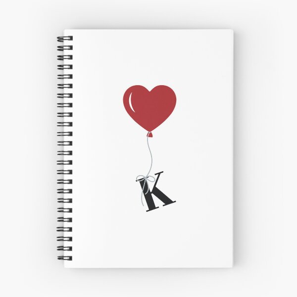 Artikelvorschau, Roter Herzballon mit schwarzem Buchstaben K Valentinstag Monogramm entworfen und verkauft von KateBilous.