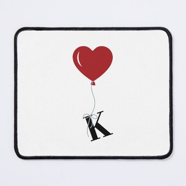 Item preview, Red Heart Balloon with black letter K Valentine's day Monogram designed and sold by KateBilous.