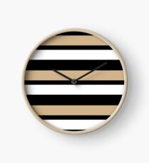 White Black and Gold Striped Clock