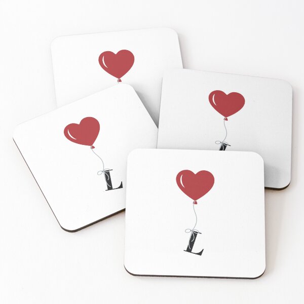 Item preview, Red Heart Balloon with black letter L Valentine's day Monogram designed and sold by KateBilous.