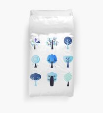 Hand-drawn WINTER Trees on white Duvet Cover