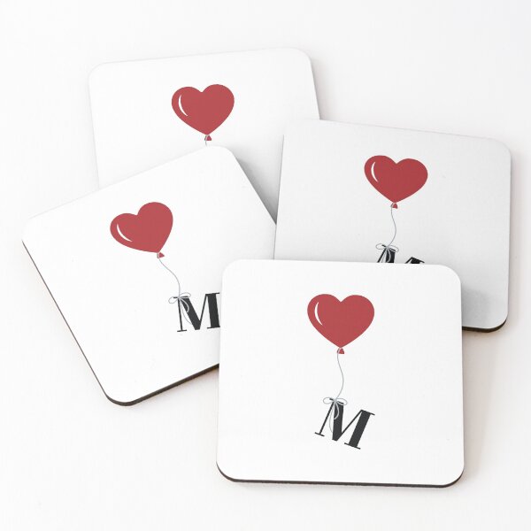 Item preview, Red Heart Balloon with black letter M Valentine's day Monogram designed and sold by KateBilous.