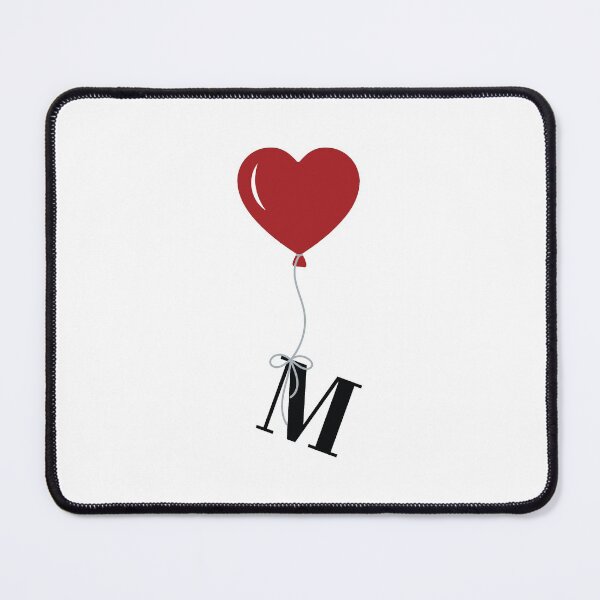 Item preview, Red Heart Balloon with black letter M Valentine's day Monogram designed and sold by KateBilous.