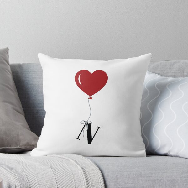 Item preview, Red Heart Balloon with black letter N Valentine's day Monogram designed and sold by KateBilous.