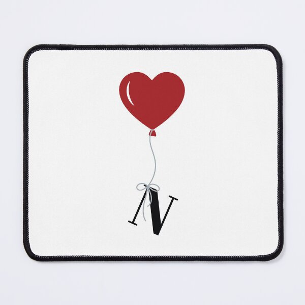 Item preview, Red Heart Balloon with black letter N Valentine's day Monogram designed and sold by KateBilous.