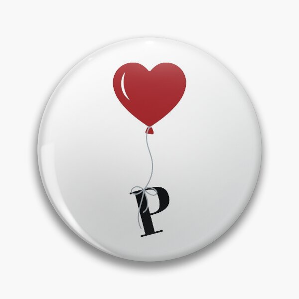 Artikelvorschau, Roter Herzballon mit schwarzem Buchstaben P Valentinstag Monogramm entworfen und verkauft von KateBilous.