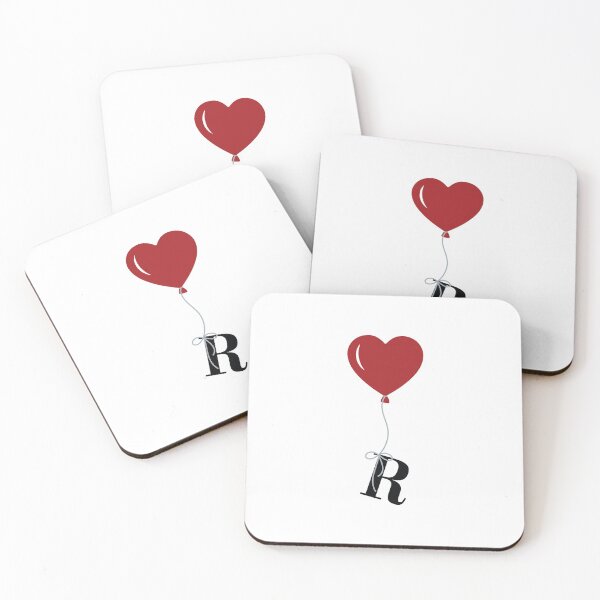 Item preview, Red Heart Balloon with black letter R Valentine's day Monogram designed and sold by KateBilous.
