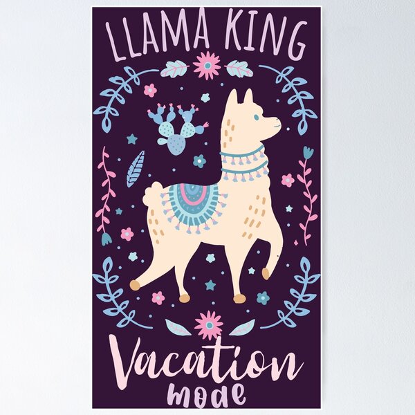 Aperçu de l'œuvre Cool llama king est en mode vacances, Cute llama est en mode vacances. créée et vendue par NineJuly.