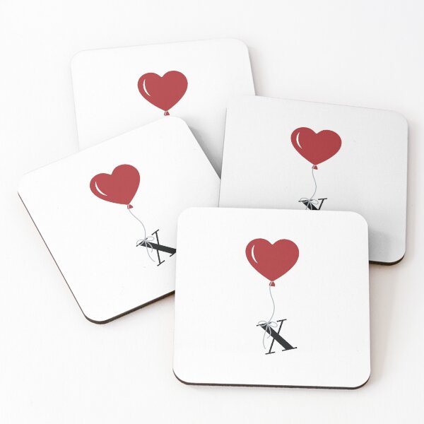 Item preview, Red Heart Balloon with black letter X Valentine's day Monogram designed and sold by KateBilous.