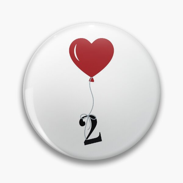 Item preview, Red Heart Balloon with black number 2 Second Valentine's day Numeric Two designed and sold by KateBilous.