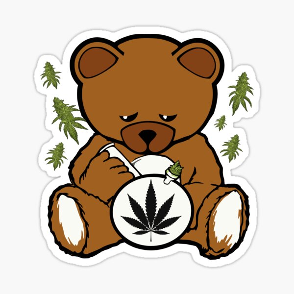 Smoking Bear Bong Stoned Label Design