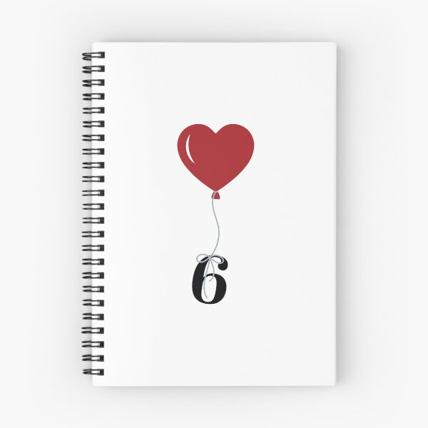 Item preview, Red Heart Balloon with black number 6 Sixth Valentine's day Numeric Six designed and sold by KateBilous.