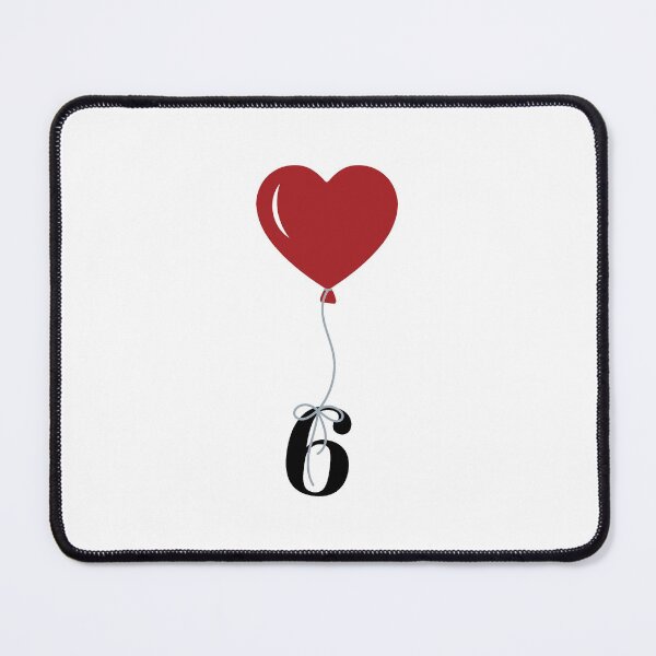 Item preview, Red Heart Balloon with black number 6 Sixth Valentine's day Numeric Six designed and sold by KateBilous.