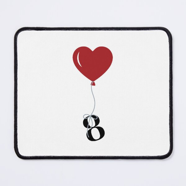 Item preview, Red Heart Balloon with black number 8 Eighth Valentine's day Numeric Eight designed and sold by KateBilous.