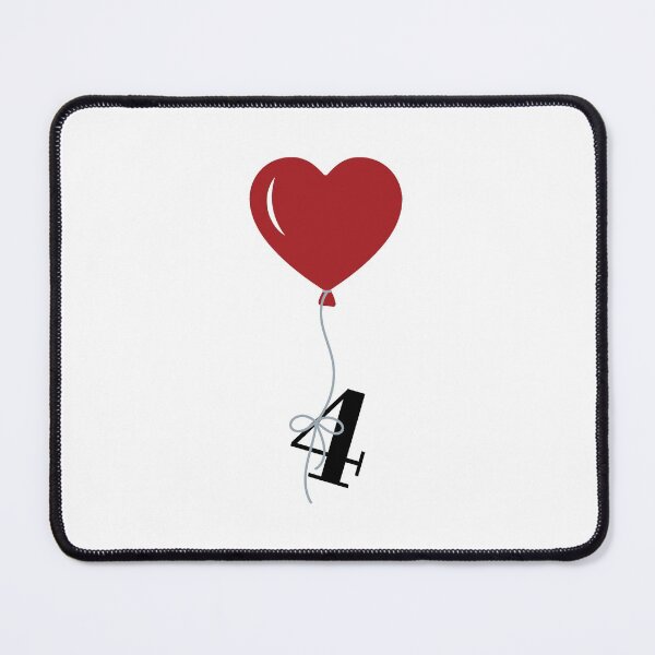 Item preview, Red Heart Balloon with black number 4 Fourth Valentine's day Numeric Four designed and sold by KateBilous.