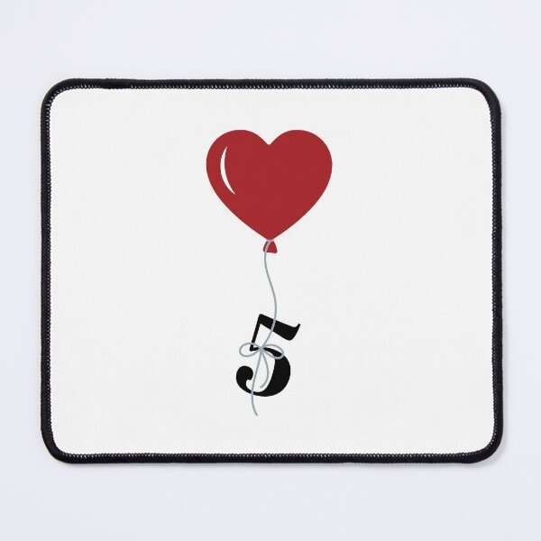Item preview, Red Heart Balloon with black number 5 Fifth Valentine's day Numeric Five designed and sold by KateBilous.