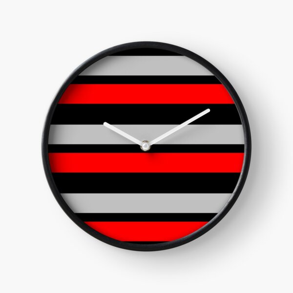 Black Silver and Red Horizontally-Striped Clock
