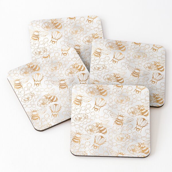 Item preview, Gold Bees and Flowers designed and sold by CraftyBee.
