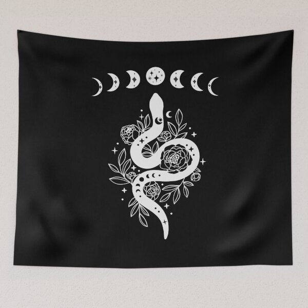 Item preview, Celestial Snake, Mystical Lunar Snake, Celestial Mystical Floral Moon Snake designed and sold by Airmilly Store.