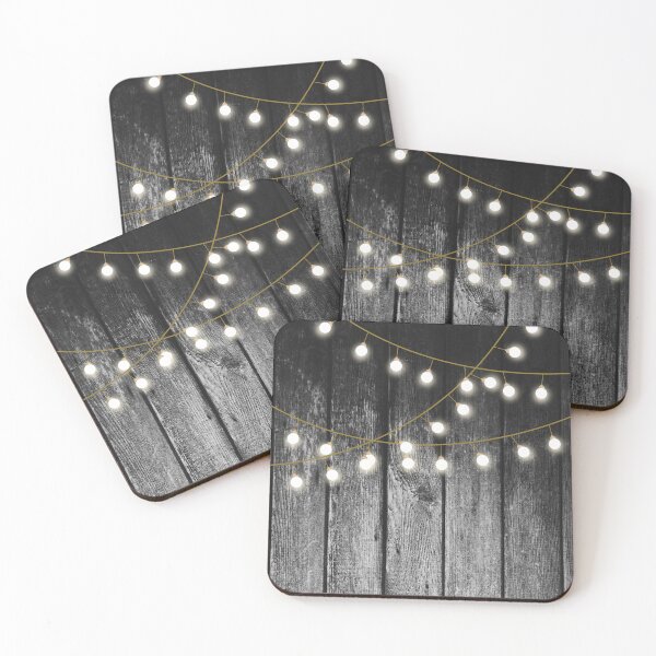 Item preview, Rustic Barn Black Wood Gold String Lights designed and sold by idovedesign.