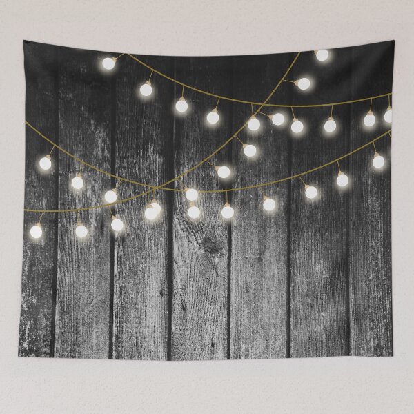 Item preview, Rustic Barn Black Wood Gold String Lights designed and sold by idovedesign.