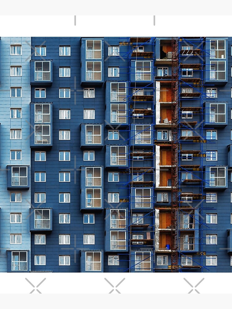 "Blue House Minimalism In Moscow Architecture. Pattern And House Aesthetic Novelty Design