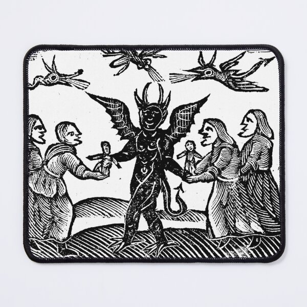Item preview, Medieval Demon & Poppets Woodcut - Witchcraft Sticker, Mediaevel VVitch & Demons, The Devil  designed and sold by Larkwort.