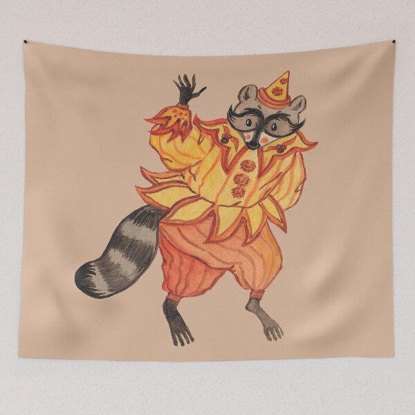 Item preview, vintage clown racoon autumn themed designed and sold by captainringtail.