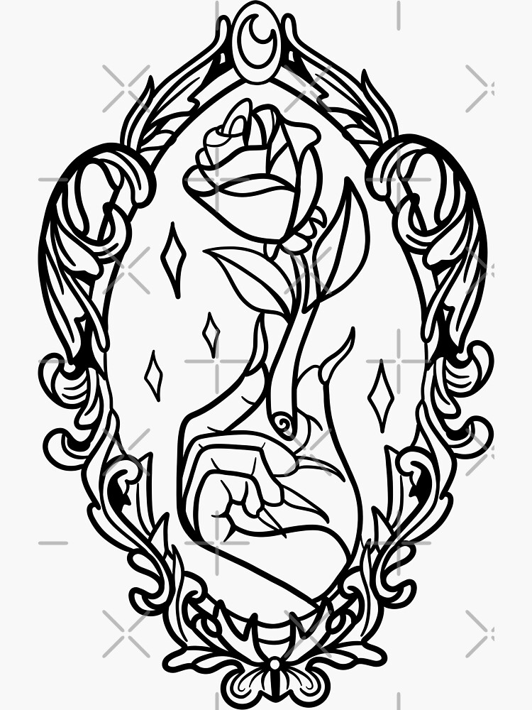 beauty and the beast rose coloring page