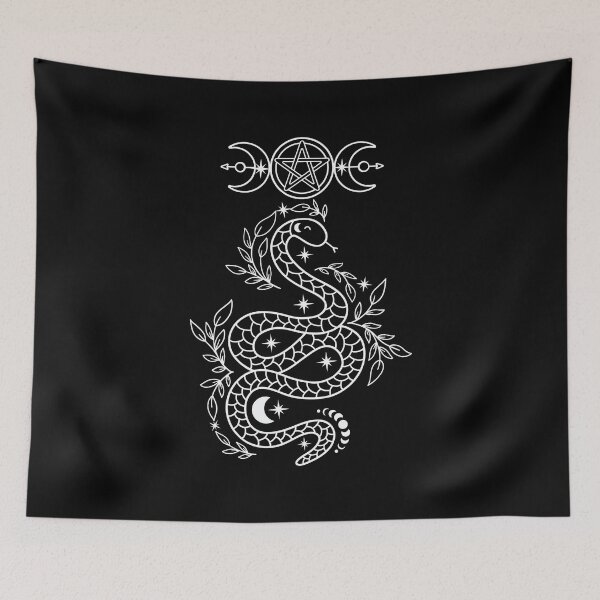 Item preview, Celestial Snake, Mystical Lunar Snake, Celestial Mystical Floral Moon Snake designed and sold by Airmilly Store.