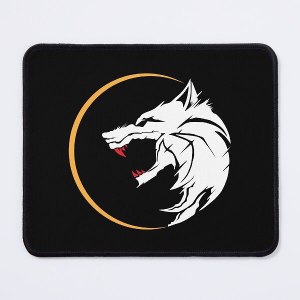 Item preview, Wolf head with red teeth and a bad moon rising digital artwork dark logo line art designed and sold by expresivedesign.