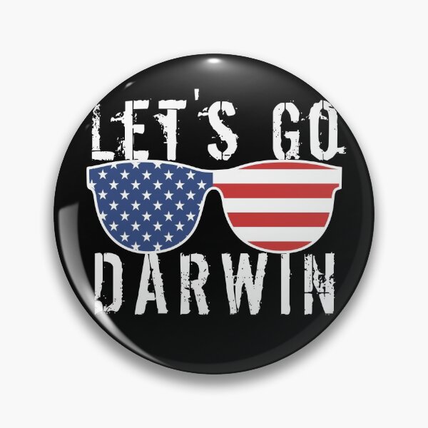 Artikelvorschau, Lets Go Darwin White Text mit Sonnenbrille entworfen und verkauft von Design-Maniya.