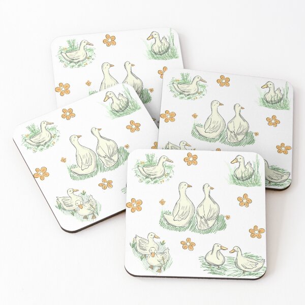 Item preview, Duck Duo with Flowers designed and sold by waddleworks.