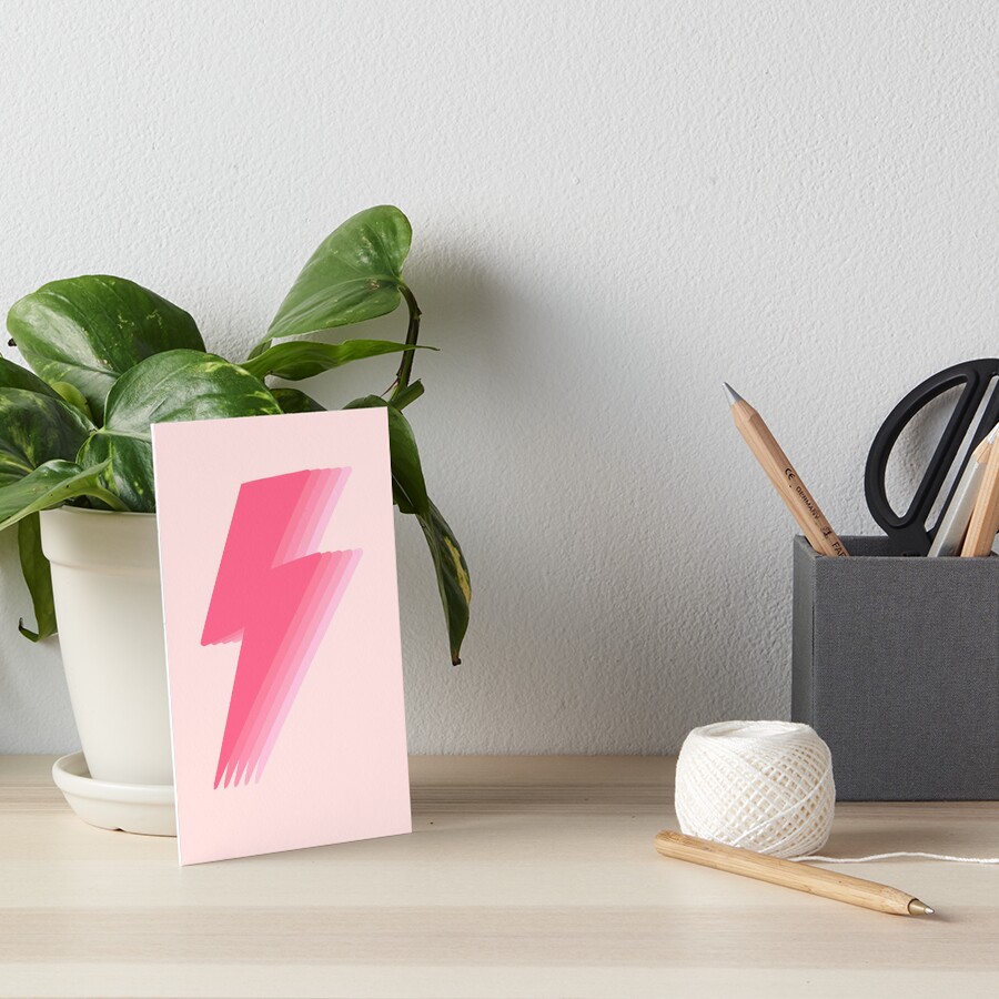 "Layered preppy hot pink and light pink lightning bolt" Art Board Print