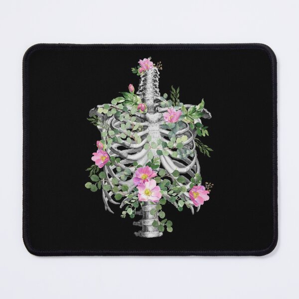 Item preview,  Anatomy, ribcage, rib cage,skeleton pink roses designed and sold by Collagedream.