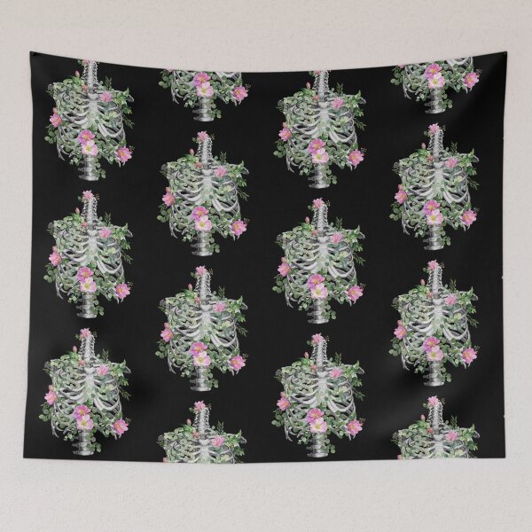 Item preview,  Anatomy, ribcage, rib cage,skeleton pink roses designed and sold by Collagedream.