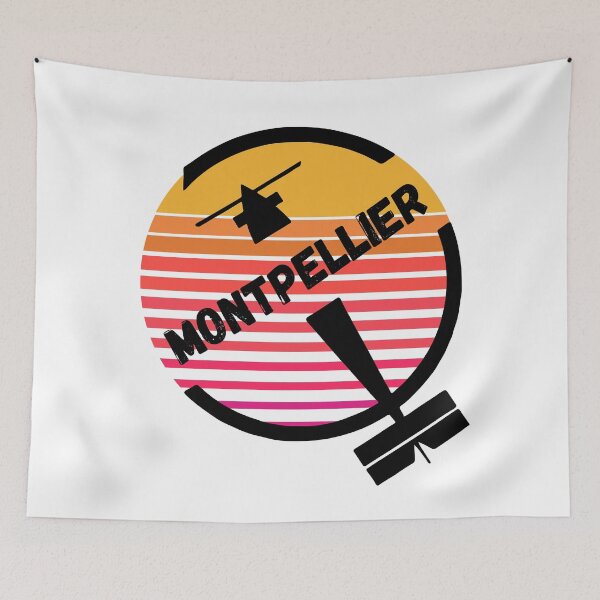 Item preview, Montpellier City Occitanie France - Retro Sunset Vintage Plane Airport Travel Design designed and sold by Vintage-TM.