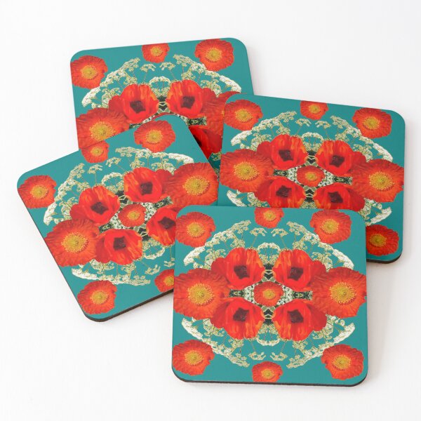 Item preview, ORANGE POPPIES GARDEN PATTERNS TEAL DESIGNS designed and sold by sharlesart.