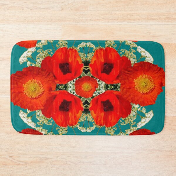 Item preview, ORANGE POPPIES GARDEN PATTERNS TEAL DESIGNS designed and sold by sharlesart.