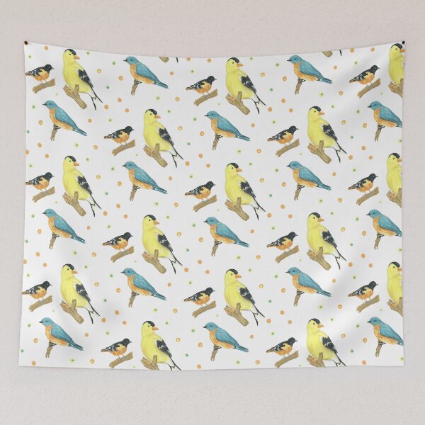 Item preview, Trío de pájaros cantores (jilguero, oropéndola y pájaro azul) designed and sold by waddleworks.